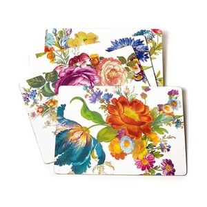 NEW Mackenzie-Child’s Flower Market Placemats - White - Set of 4